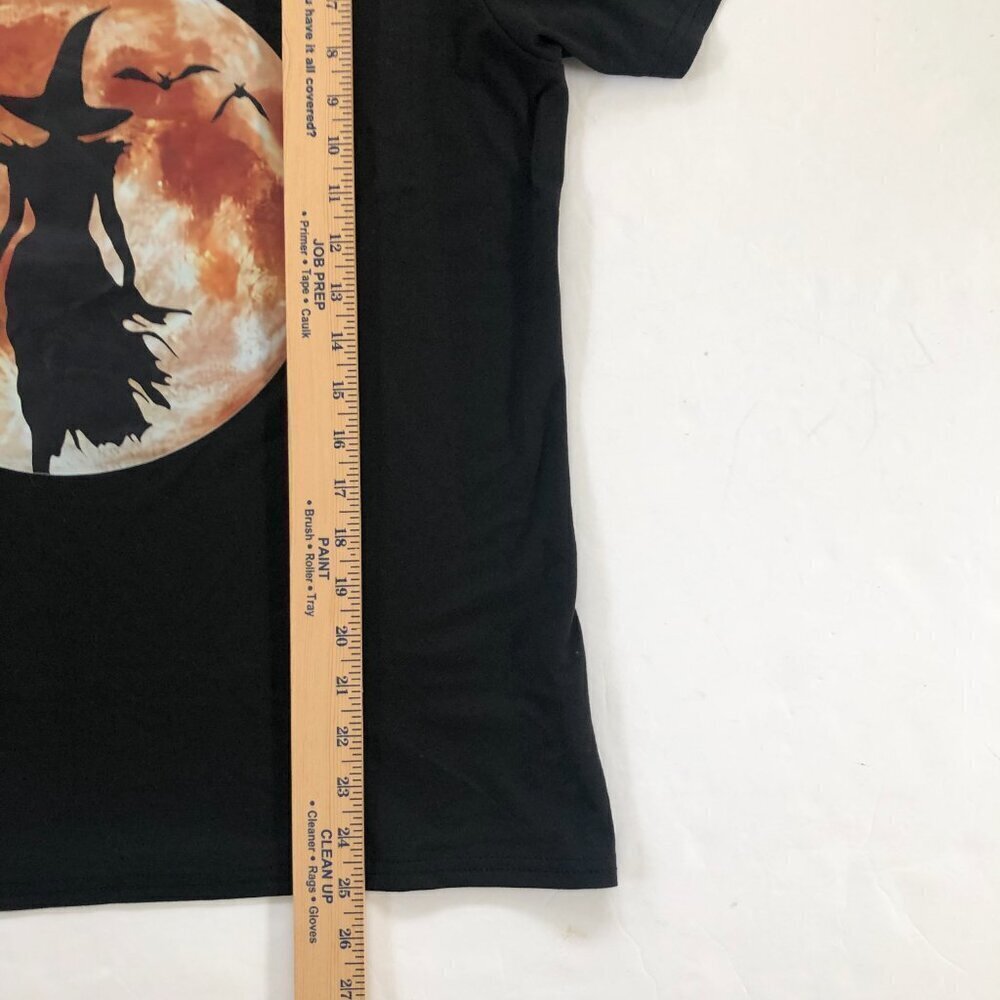 Halloween Witch Silhouette Black T-Shirt XL NWOT Full Moon and Bats - Picture 5 of 7